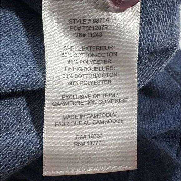 Roots 73 Hoodie Sweatshirt Womens Pullover Henley Button Cotton Poly Blue Sz M - Picture 10 of 11